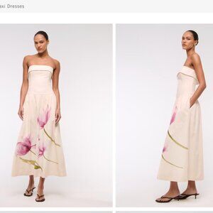 Abercrombie Strapless Drop-Waist Linen-Blend Maxi Dress, size Small